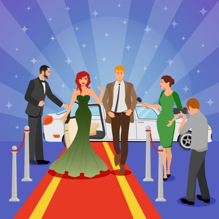 Celebrity design composition with flat vector illustration